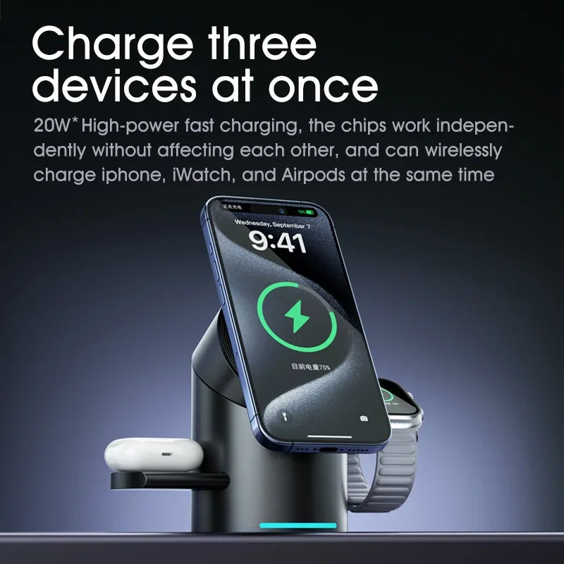 MultiDock 3 in 1 Magnetic Wireless Charger